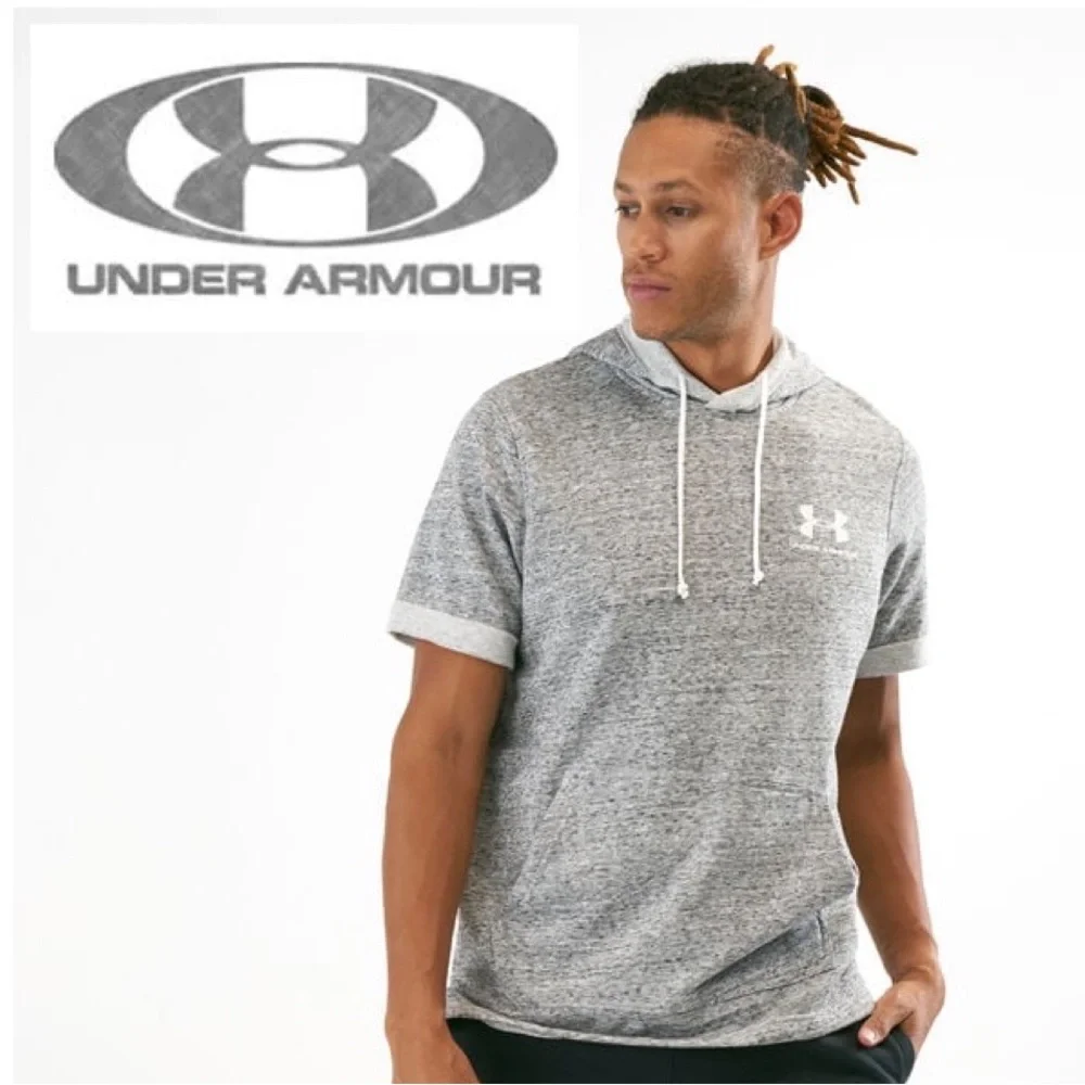 Hoodie Sweatshirt Lightweight Short Sleeve Athletic Wear Gray Mens Size Large